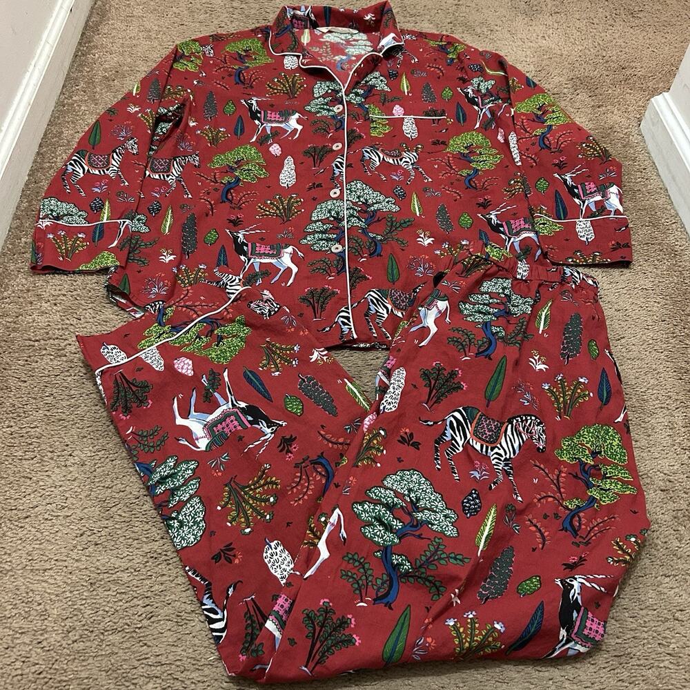 Printfresh Antelope's Forest Long Sleep Set - Ruby- Size Small